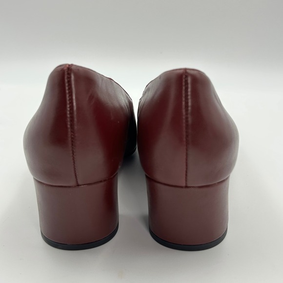 New Franco Sarto Salino Pumps Women 8.5 Burgundy Leather Square Toe Block Heel - Picture 4 of 8